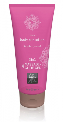 Ulei Masaj Erotic - Ulei Gel Masaj Erotic Hot Shiatsu Massage & Glide Gel 2in1 Raspberry Scent 200 ml