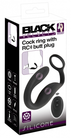 Vibrator Black Velvets Cock ring with RC butt plug [11]