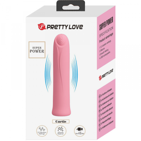 Vibrator Bullet Pretty Love Curtis Mini Super Power Vibrator 12 Pink Silicone Vibrations [6]