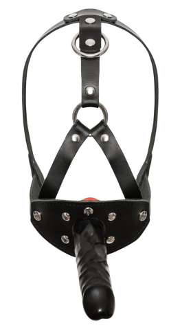Ham Dildo ZADO Leather Head Harness with Dild [12]
