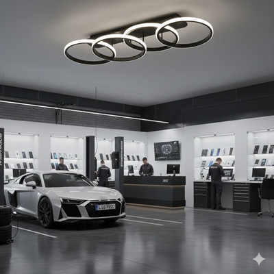 Lustra led neagra 100w 4 cercuri [3]