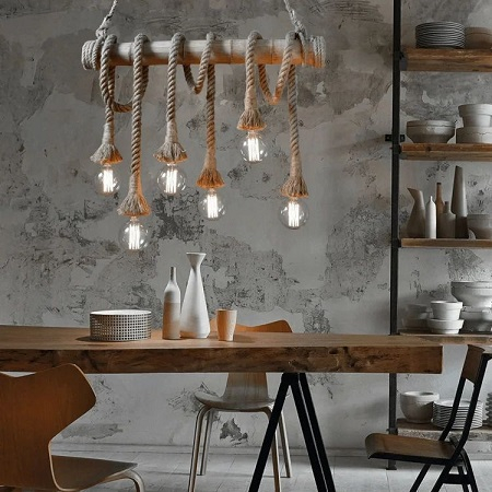 Lustra lemn E27 6 socluri [2]