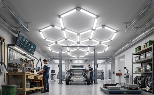 Tavan LED 12 hexagoane  282 x 244 cm 294W [2]