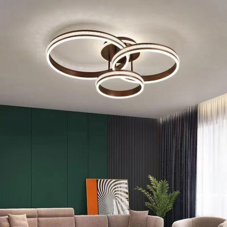 Lustra led de la 100w la 200w - Lustra led dimabila 140w cu telecomanda 3 functii Maro cu cristale