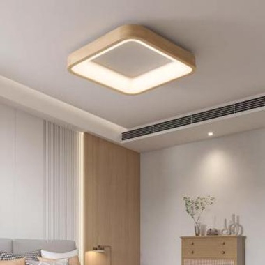 lustre led sub 250ron - Lustra led cu telecomanda lemn 84w
