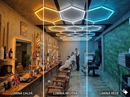 Conectorii si tuburi led Honeycomb - 5 hexagoane led honeycomb Dimabile, CCT cu telecomanda