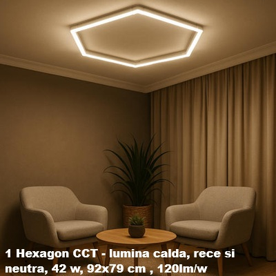 10 hexagoane led honeycomb - Sistem led 1 hexagon CCT