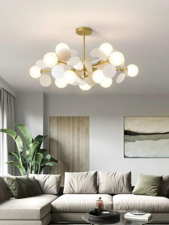 Lustra led 10 globuri gold Lustre Led - Lustra led 10 globuri gold