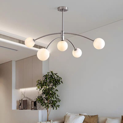 Lustra Dormitor - Lustra led asimetrica 5 globuri Crom/ Gold/ Black