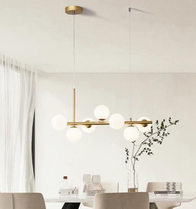 Lustra led 7 globuri - Lustra led cu 7 globuri gold