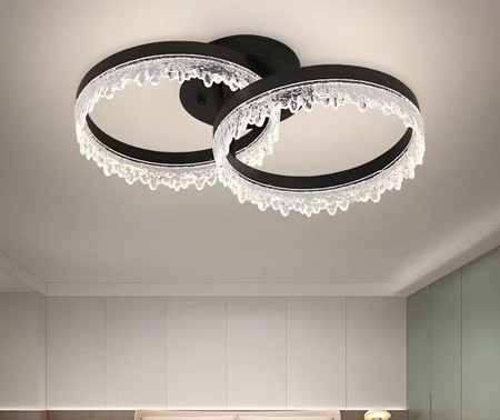 Lustra Dormitor - Lustra led cu telecomanda 2 cercuri Cristal