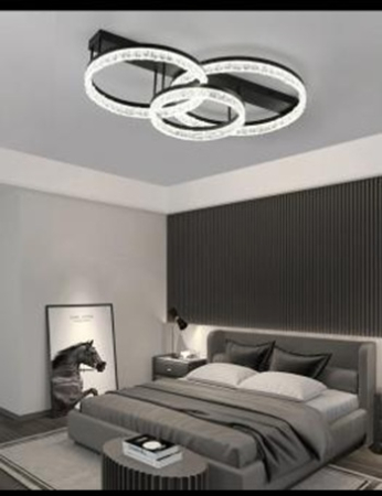 Lustra Dormitor - Lustra led cu telecomanda 3 cercuri Cristal 80w