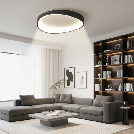 Lustra Living - Lustra led dimabila neagra cu telecomanda 124w