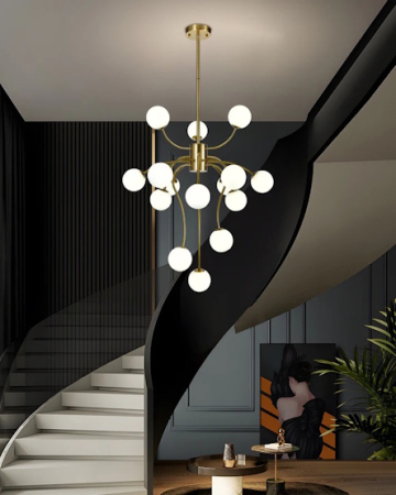 Lustra casa scarii - Lustra led eleganta 15 globuri Gold/Black