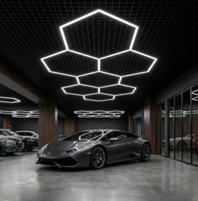 7 hexagoane led honeycomb (250w) - Tavan led honeycomb 7 hexagoane led 256w 385x167cm