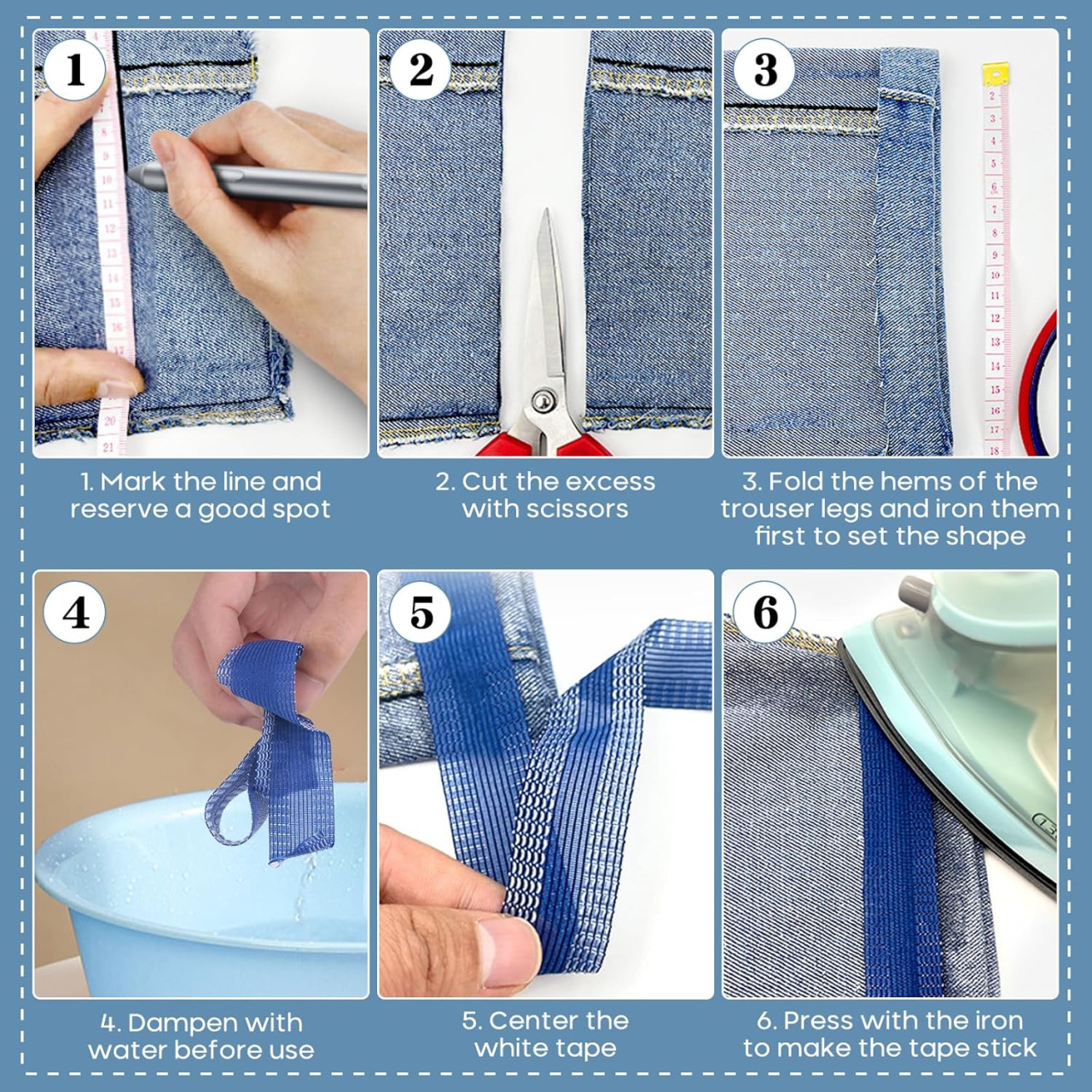 Banda termocolantă Luxer albastră de 5 metri pentru tivuri fără coasere, aplicare rapidă cu fierul de călcat. [5]