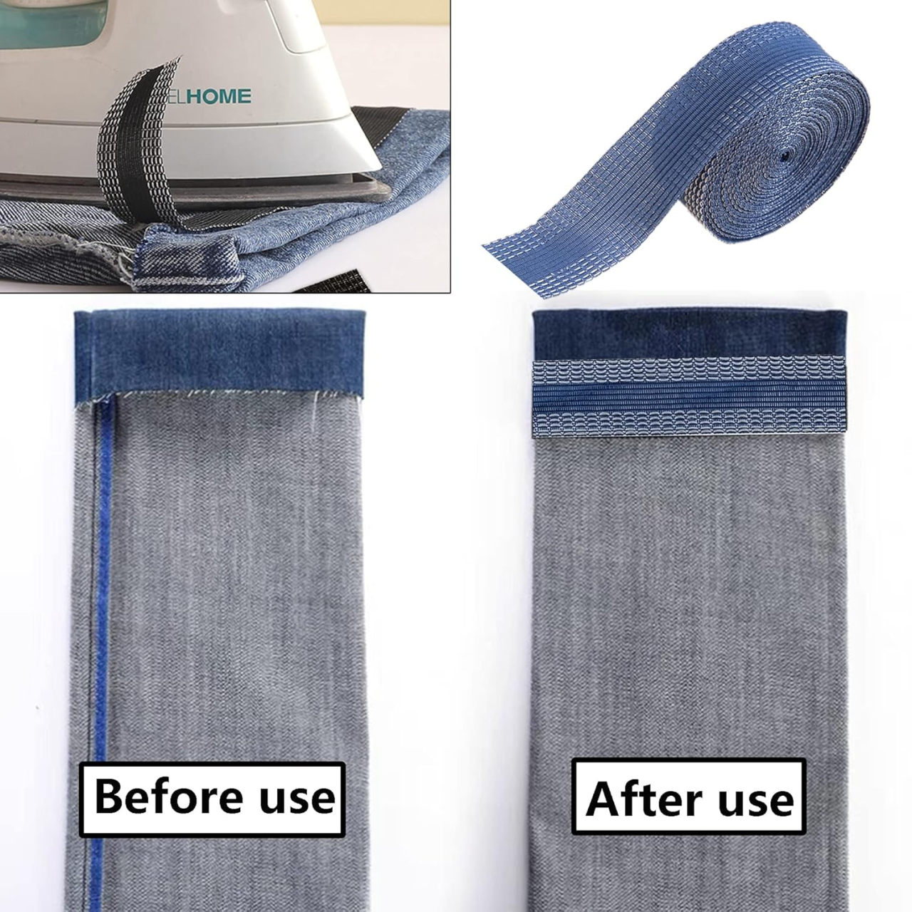 Banda termocolantă Luxer albastră de 5 metri pentru tivuri fără coasere, aplicare rapidă cu fierul de călcat. [3]