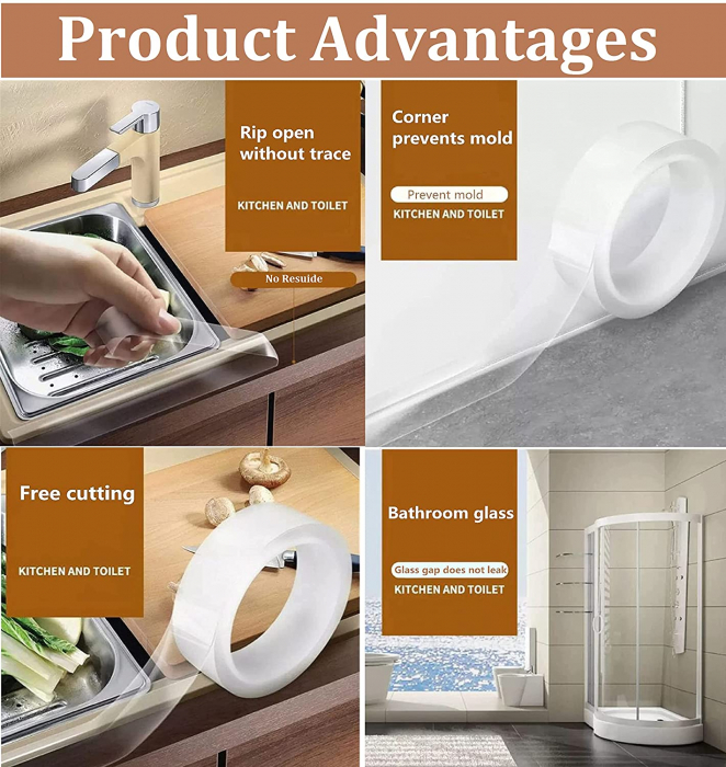 Banda Acrilica Autoadeziva Multisuprafete Pentru Protectie Impotriva Umezelii si Mucegaiului, One Side Adhesive, Luxer, 300x3 cm, banda adeziva impermeabila pentru rosturi gresie faianta chiuveta hidroizolanta ieftina transparenta dedeman hornbach luxer [8]