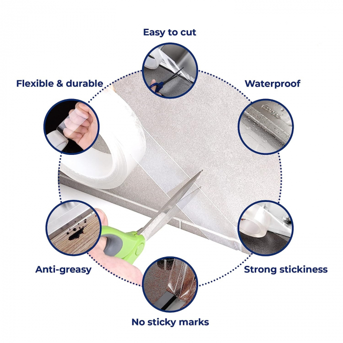 Banda Acrilica Autoadeziva Multisuprafete Pentru Protectie Impotriva Umezelii si Mucegaiului, One Side Adhesive, Luxer, 300x3 cm, banda adeziva impermeabila pentru rosturi gresie faianta chiuveta hidroizolanta ieftina transparenta dedeman hornbach luxer [17]