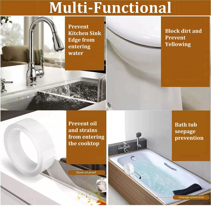 Banda Acrilica Autoadeziva Multisuprafete Pentru Protectie Impotriva Umezelii si Mucegaiului, One Side Adhesive, Luxer, 300x3 cm, banda adeziva impermeabila pentru rosturi gresie faianta chiuveta hidroizolanta ieftina transparenta dedeman hornbach luxer [2]