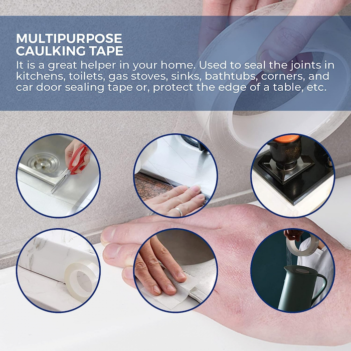 Banda Acrilica Autoadeziva Multisuprafete Pentru Protectie Impotriva Umezelii si Mucegaiului, One Side Adhesive, Luxer, 300x3 cm, banda adeziva impermeabila pentru rosturi gresie faianta chiuveta hidroizolanta ieftina transparenta dedeman hornbach luxer [5]