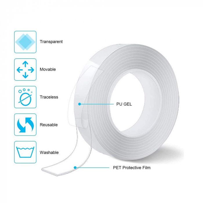 Banda Acrilica Dublu-Adeziva Luxer, Utilizare Universala, Double-Side Adhesive, 500x2 cm banda dublu adeziva impermeabila pentru rosturi gresie faianta chiuveta hidroizolanta ieftina transparenta dedeman hornbach luxer [3]