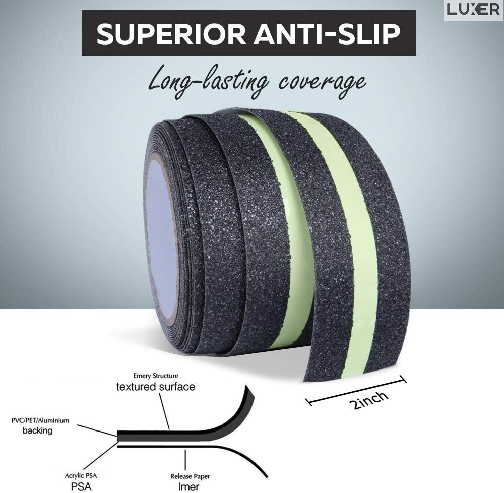 Banda Adeziva Antiderapanta pentru Scari/Trepte Interior/Exterior, Multisuprafete, Rezistenta la Apa, Lungime 5 m, Latime 5 cm, Negru, Luxer, Banda Adeziva Antiderapanta Aderenta Sporita, entru Suprafete Umede, Negru-Verde, Luxer Dedeman Leroy Merlin Emag Bilka Luxer [5]