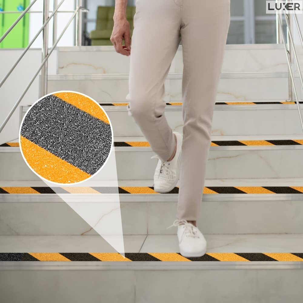 Banda Adeziva Antiderapanta pentru Scari/Trepte Interior/Exterior, Multisuprafete, Rezistenta la Apa, Lungime 5 m, Latime 5 cm, Negru, Luxer, Banda Adeziva Antiderapanta Aderenta Sporita, entru Suprafete Umede, Negru-Galben, Luxer Dedeman Leroy Merlin Emag Bilka Luxer [3]