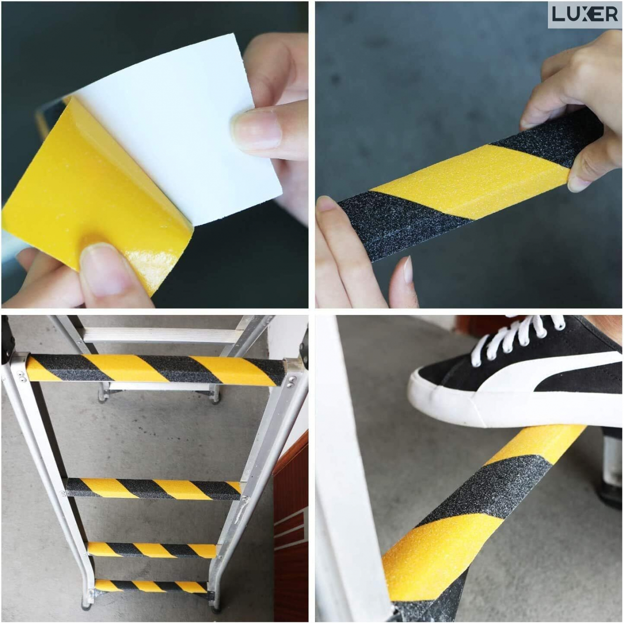 Banda Adeziva Antiderapanta pentru Scari/Trepte Interior/Exterior, Multisuprafete, Rezistenta la Apa, Lungime 5 m, Latime 5 cm, Negru, Luxer, Banda Adeziva Antiderapanta Aderenta Sporita, entru Suprafete Umede, Negru-Galben, Luxer Dedeman Leroy Merlin Emag Bilka Luxer [5]