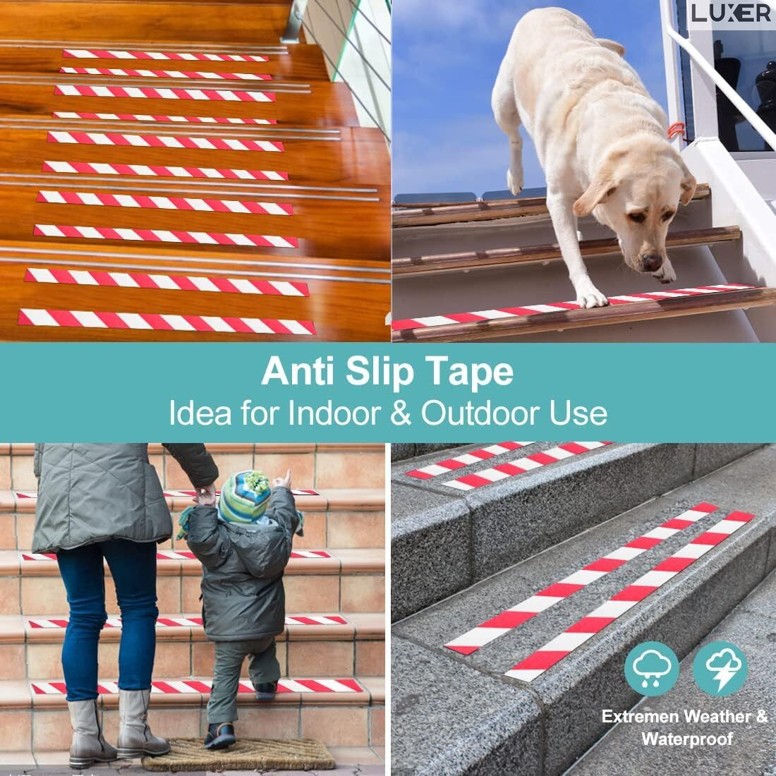 Banda Adeziva Antiderapanta pentru Scari/Trepte Interior/Exterior, Multisuprafete, Rezistenta la Apa, Lungime 5 m, Latime 5 cm, Negru, Luxer, Banda Adeziva Antiderapanta Aderenta Sporita, entru Suprafete Umede, Alb-Rosu, Luxer Dedeman Leroy Merlin Emag Bilka Luxer [3]