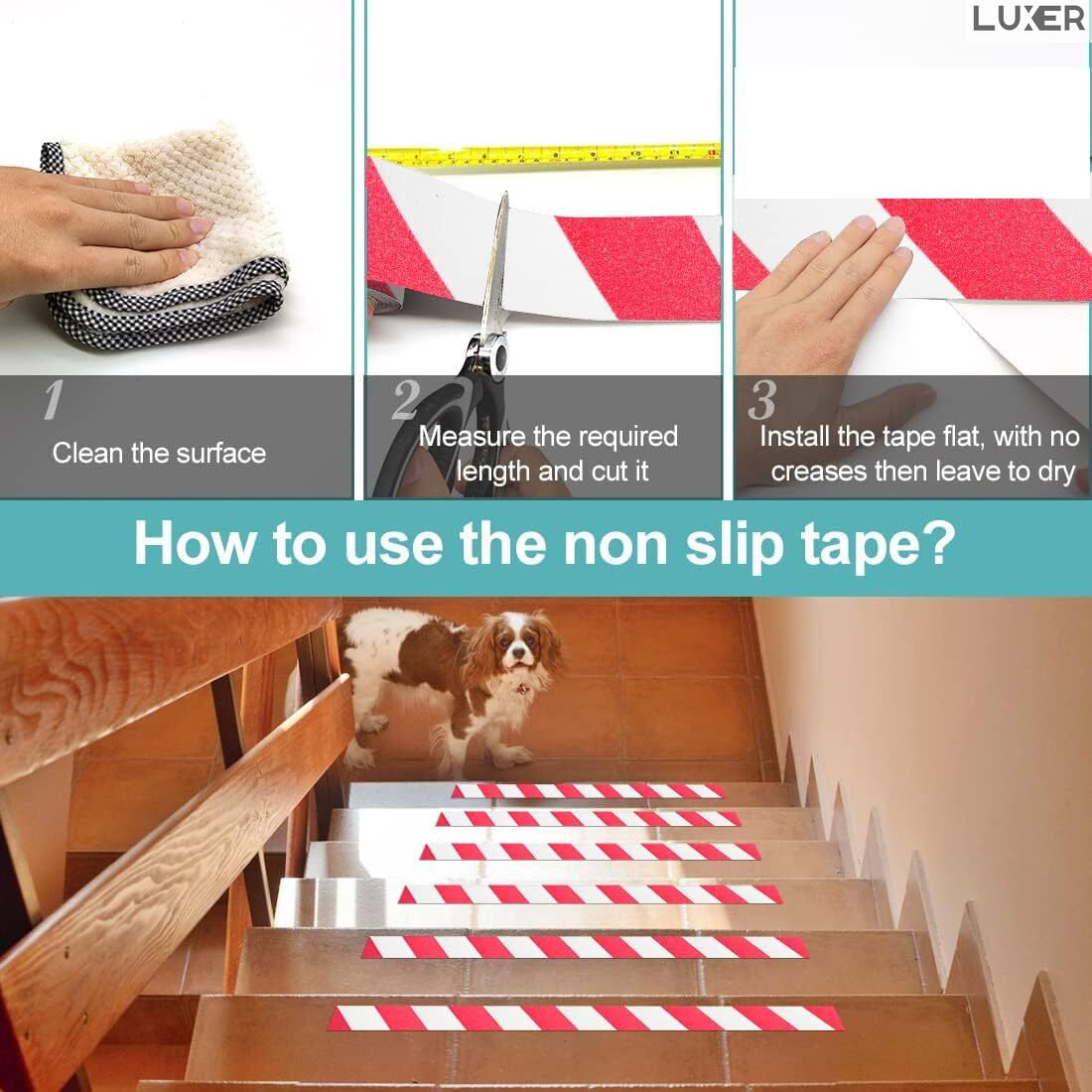 Banda Adeziva Antiderapanta pentru Scari/Trepte Interior/Exterior, Multisuprafete, Rezistenta la Apa, Lungime 5 m, Latime 5 cm, Negru, Luxer, Banda Adeziva Antiderapanta Aderenta Sporita, entru Suprafete Umede, Alb-Rosu, Luxer Dedeman Leroy Merlin Emag Bilka Luxer [6]