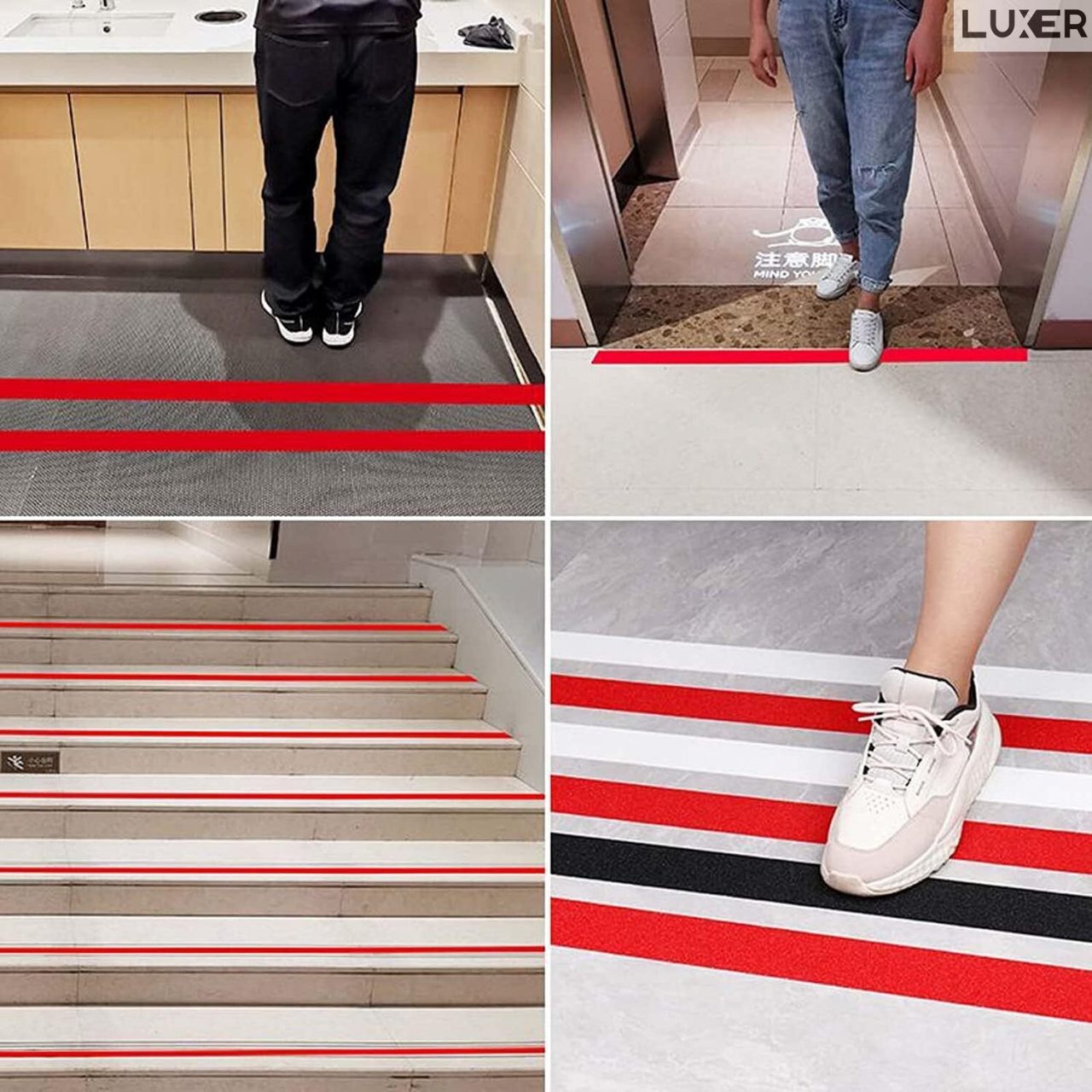 Banda Adeziva Antiderapanta pentru Scari/Trepte Interior/Exterior, Multisuprafete, Rezistenta la Apa, Lungime 5 m, Latime 5 cm, Negru, Luxer, Banda Adeziva Antiderapanta Aderenta Sporita, entru Suprafete Umede, Rosu, Luxer Dedeman Leroy Merlin Emag Bilka Luxer [7]