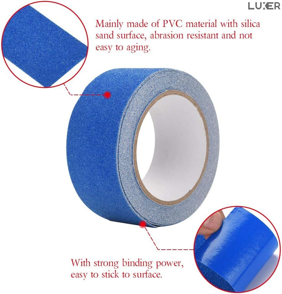 Banda Adeziva Antiderapanta pentru Scari/Trepte Interior/Exterior, Multisuprafete, Rezistenta la Apa, Lungime 5 m, Latime 5 cm, Negru, Luxer, Banda Adeziva Antiderapanta Aderenta Sporita, entru Suprafete Umede, Albastru, Luxer Dedeman Leroy Merlin Emag Bilka Luxer [4]