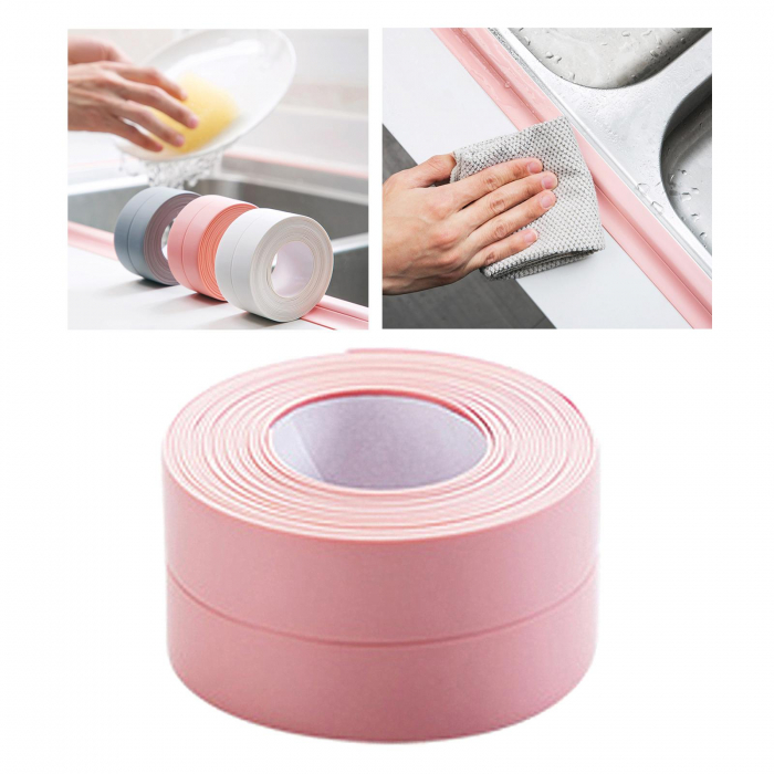 Banda Adeziva de Etansare Pentru Baie si Bucatarie, Luxer, Alba/Roz/Gri, 320x3.8 cm, pentru Cada/Chiuveta/Ferestre/Tevi apa, Multicolora, 320x3.5 cm, banda adeziva etansare dedeman model de vara pentru apa cada ferestre baie bucatarie usa tevi chiuveta ieftin dedeman brico depot leroy merlin luxer [4]
