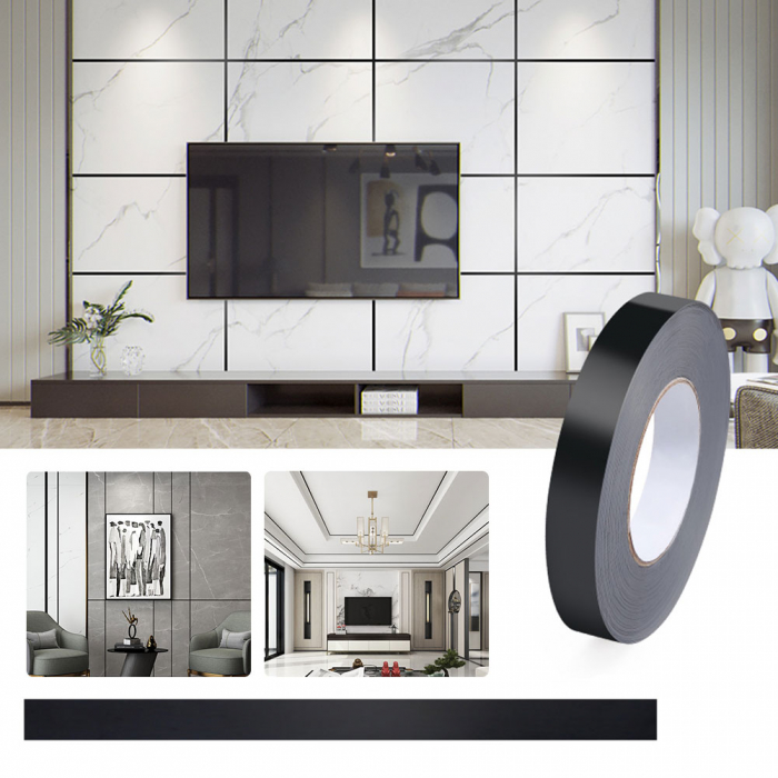 Banda Adeziva Decorativa Pentru Rosturi Gresie si Faianta Luxer, Argintiu/Silver, Negru/Metal-Black, Auriu/Gold, , 50mx0.5cm, decoratiuni gresie rosturi murdare solutie curatare vopsea marker dedeman hornbach leroy merlin jysk luxer [2]