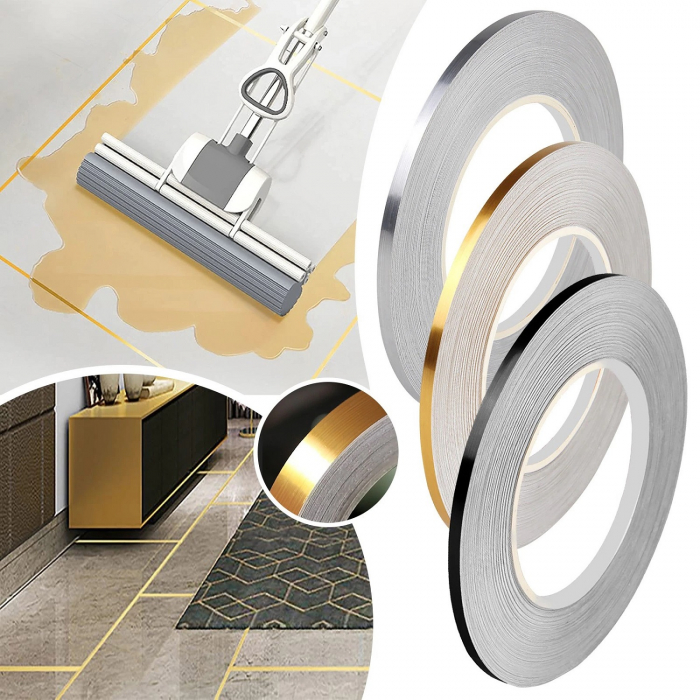 Banda Adeziva Decorativa Pentru Rosturi Gresie si Faianta Luxer, Argintiu/Silver, Negru/Metal-Black, Auriu/Gold, , 50mx0.5cm, decoratiuni gresie rosturi murdare solutie curatare vopsea marker dedeman hornbach leroy merlin jysk luxer [3]
