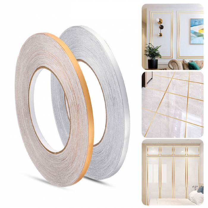 Banda Adeziva Decorativa Pentru Rosturi Gresie si Faianta Luxer, Argintiu/Silver, Negru/Metal-Black, Auriu/Gold, , 50mx0.5cm, decoratiuni gresie rosturi murdare solutie curatare vopsea marker dedeman hornbach leroy merlin jysk luxer [14]