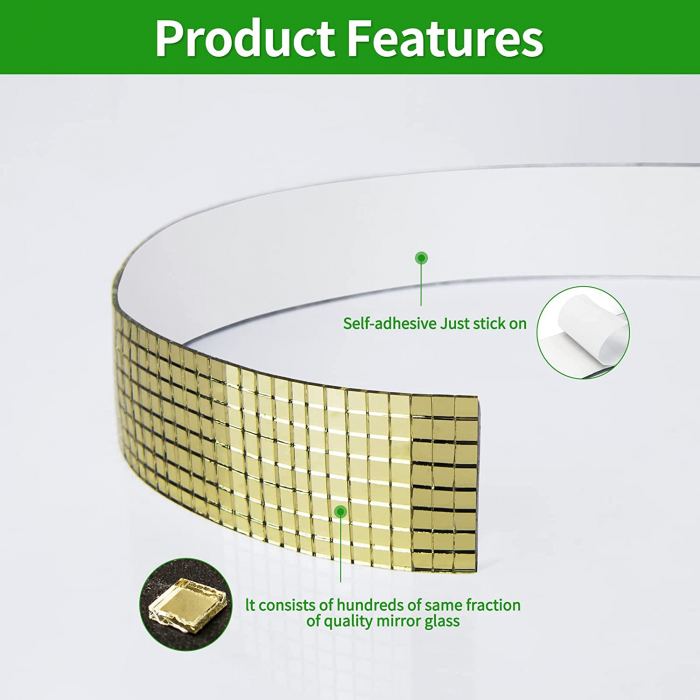 Banda Adeziva Decorativa tip Mozaic Oglinda Luxer, 100x4 cm, banda adeziva decoratiuni petreceri disco globe copii petrecere adulti dedeman jumbo luxer decoratiuni ieftine banda adeziva multiple functionalitati [2]