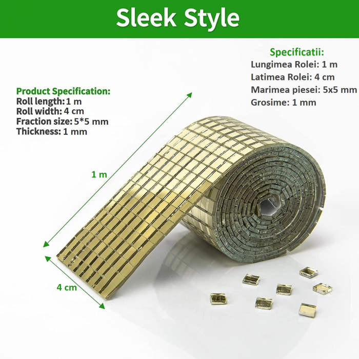 Banda Adeziva Decorativa tip Mozaic Oglinda Luxer, 100x4 cm, banda adeziva decoratiuni petreceri disco globe copii petrecere adulti dedeman jumbo luxer decoratiuni ieftine banda adeziva multiple functionalitati [6]