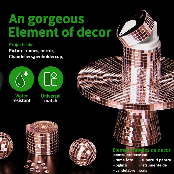 Banda Adeziva Decorativa tip Mozaic Oglinda Luxer, 100x4 cm, banda adeziva decoratiuni petreceri disco globe copii petrecere adulti dedeman jumbo luxer decoratiuni ieftine banda adeziva multiple functionalitati [5]