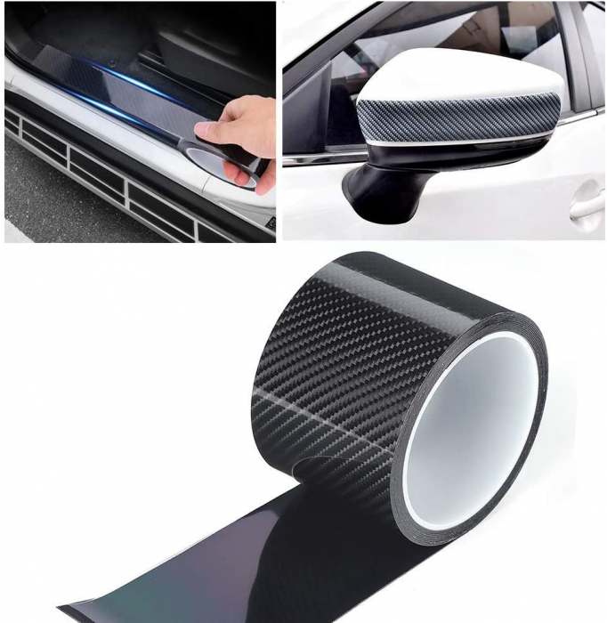 Banda Adeziva Fibra de Carbon pentru Protectie Auto Anti-Zgarieturi, Luxer, 300x7 cm, banda fibra de carbon fibra de sticla dedeman pentru protectie auto bord componente zgariate ieftina emag luxer [11]