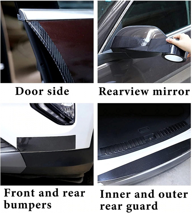 Banda Adeziva Fibra de Carbon pentru Protectie Auto Anti-Zgarieturi, Luxer, 300x7 cm, banda fibra de carbon fibra de sticla dedeman pentru protectie auto bord componente zgariate ieftina emag luxer [9]