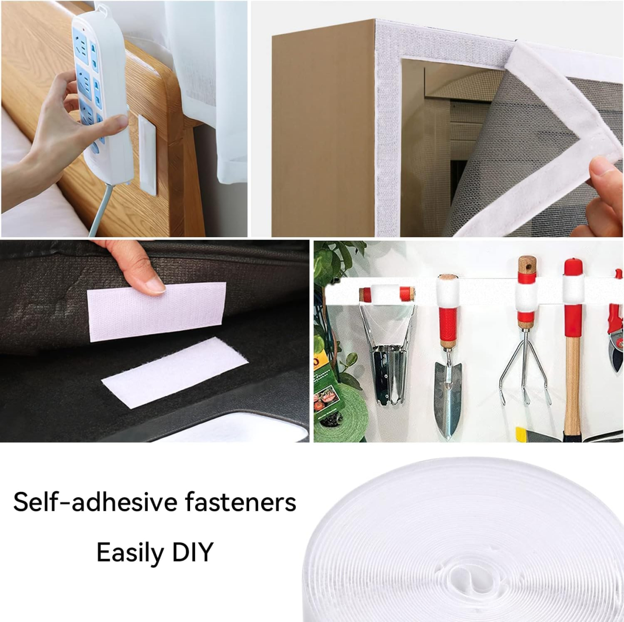 Bandă Autoadezivă Cu Cârlig si Buclă (Hook-&-Loop) Tip Scai, Dimensiuni 500x5 cm, Alb [6]