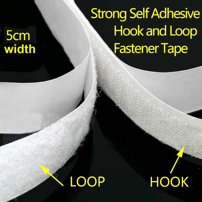 Bandă Autoadezivă Cu Cârlig si Buclă (Hook-&-Loop) Tip Scai, Dimensiuni 500x5 cm, Alb [8]