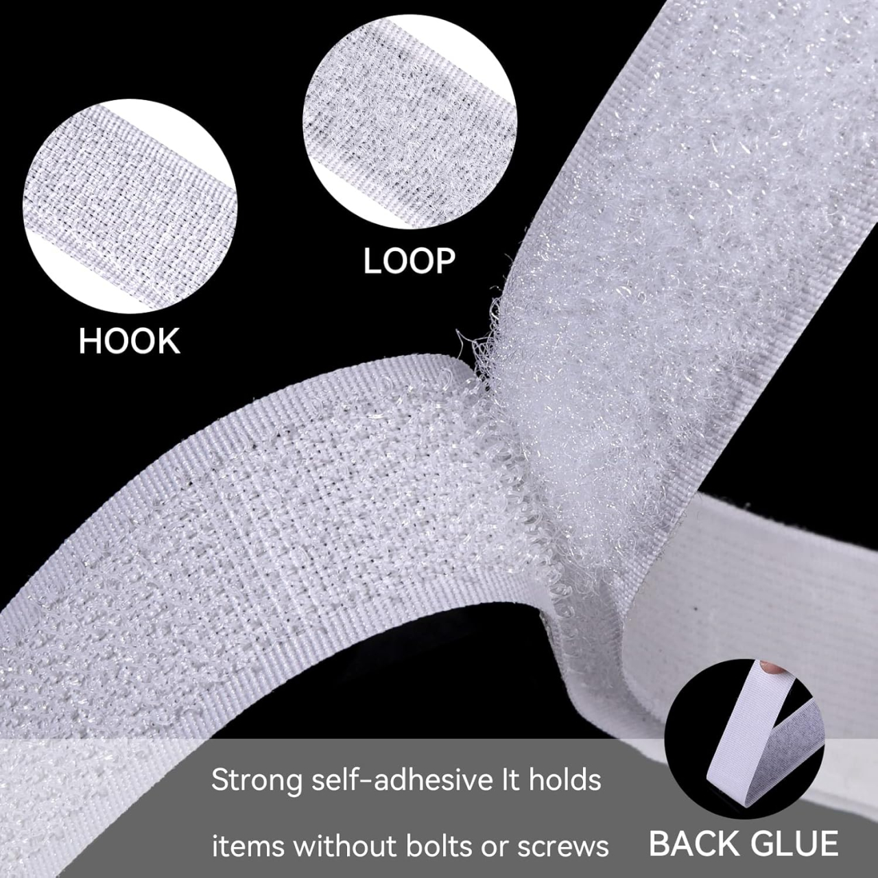 Bandă Autoadezivă Cu Cârlig si Buclă (Hook-&-Loop) Tip Scai, Dimensiuni 500x5 cm, Alb [4]