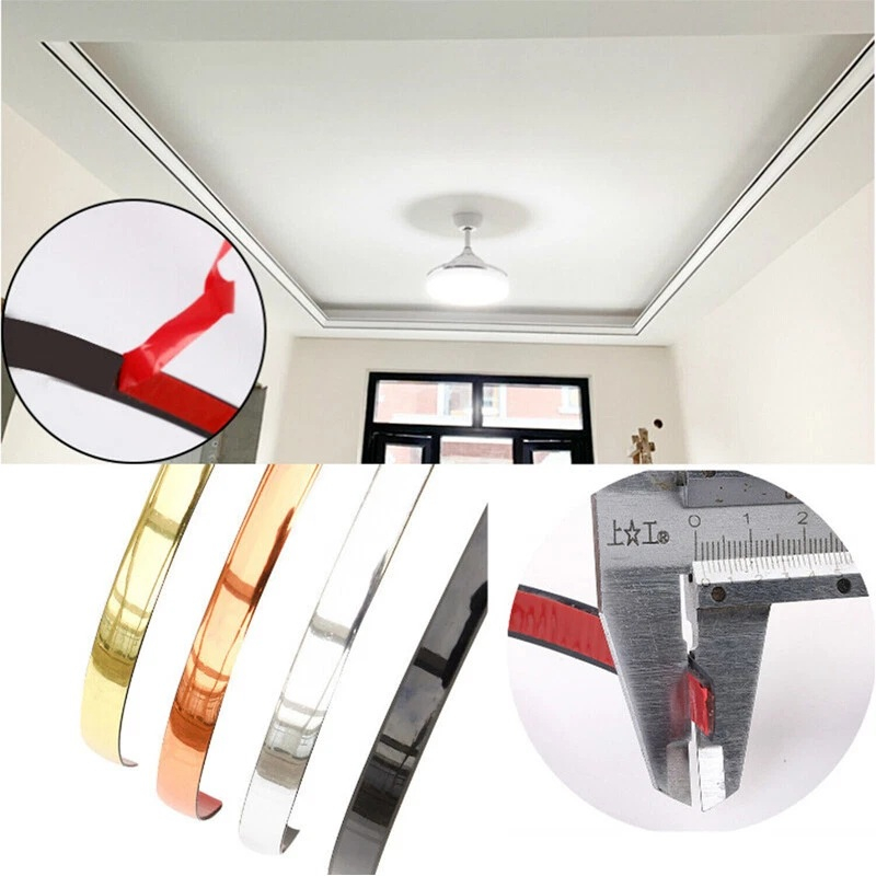 Banda Decorativa Autoadeziva, 1.1 cm x 5 m, pentru Pereti, Mobilier, Decoratiuni Auto si Interioare, Rezistenta la Apa, Durabila, Usor de Aplicat, Gold, Luxer, Banda adeziva decorativa de lipit pentru perete negru tip platbanda / bordura prete, ornamentala luxer [8]