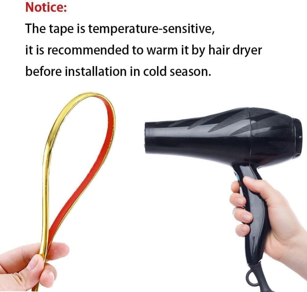 Banda Decorativa Autoadeziva, 1.1 cm x 5 m, pentru Pereti, Mobilier, Decoratiuni Auto si Interioare, Rezistenta la Apa, Durabila, Usor de Aplicat, Gold, Luxer, Banda adeziva decorativa de lipit pentru perete negru tip platbanda / bordura prete, ornamentala luxer [9]