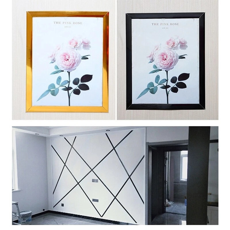 Banda Decorativa Autoadeziva, 1.1 cm x 5 m, pentru Pereti, Mobilier, Decoratiuni Auto si Interioare, Rezistenta la Apa, Durabila, Usor de Aplicat, Gold, Luxer, Banda adeziva decorativa de lipit pentru perete negru tip platbanda / bordura prete, ornamentala luxer [7]