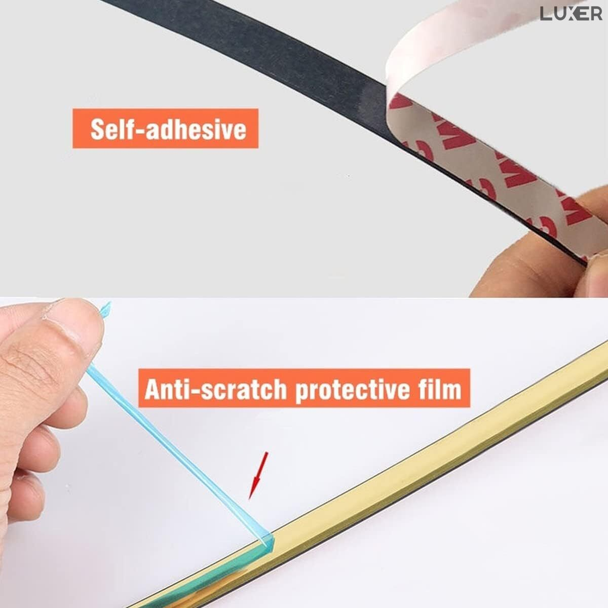 Banda Decorativa Autoadeziva, 1.1 cm x 5 m, pentru Pereti, Mobilier, Decoratiuni Auto si Interioare, Rezistenta la Apa, Durabila, Usor de Aplicat, Gold, Luxer, Banda adeziva decorativa de lipit pentru perete aurie tip platbanda / bordura prete, ornamentala luxer [7]