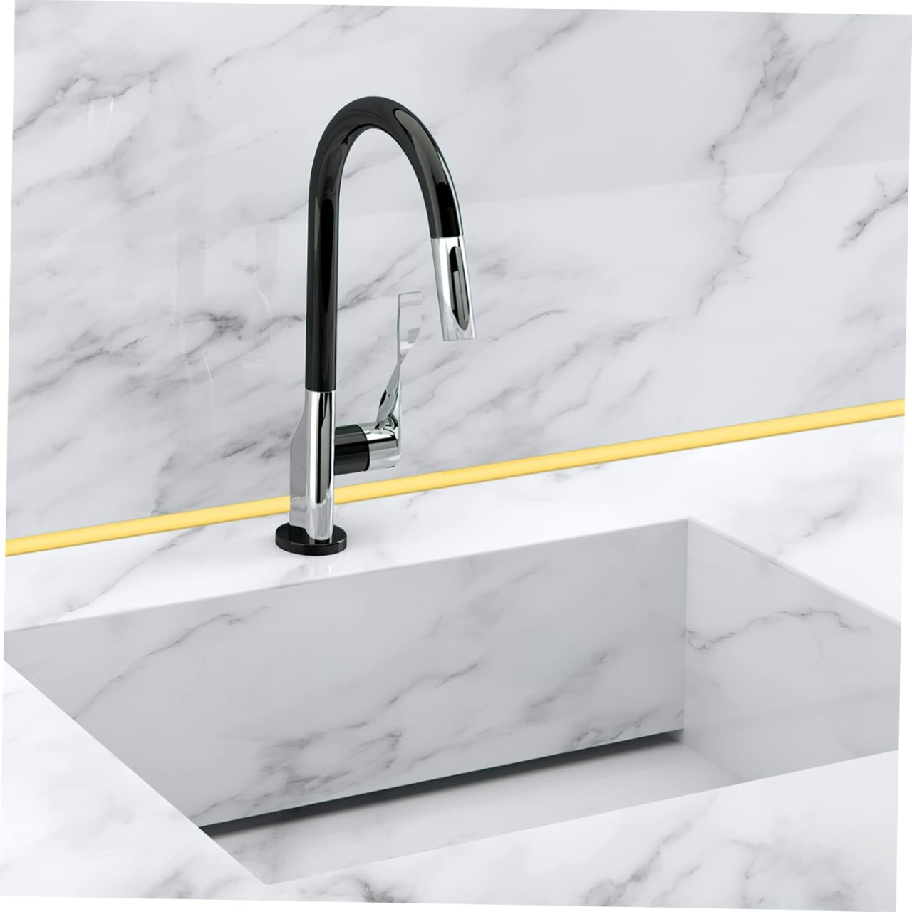 Banda Decorativa Autoadeziva, 1.1 cm x 5 m, pentru Pereti, Mobilier, Decoratiuni Auto si Interioare, Rezistenta la Apa, Durabila, Usor de Aplicat, Gold, Luxer, Banda adeziva decorativa de lipit pentru perete aurie tip platbanda / bordura prete, ornamentala luxer [2]